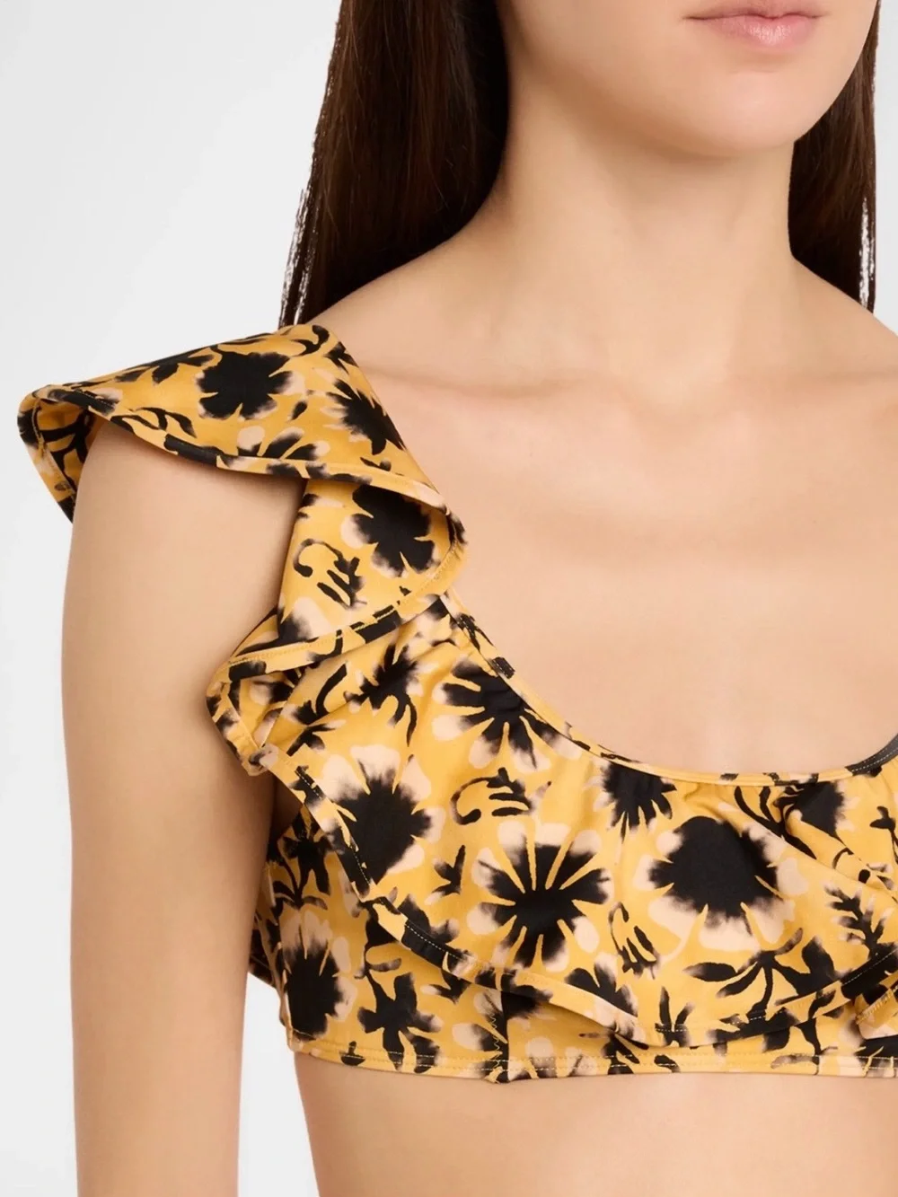 NWT Ulla Johnson $425 Yellow Floral Ruffle Bikini Top and Bottom Set XS